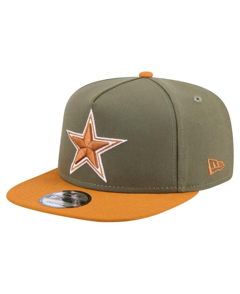 Men's Olive/Brown Dallas Cowboys Two-Tone A-Frame 9FIFTY Snapback Hat