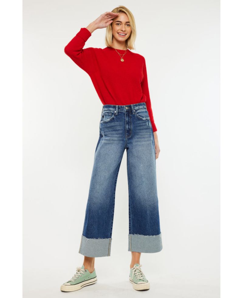 Women's Lynn High-Waisted Cropped Wide-Leg Jeans
