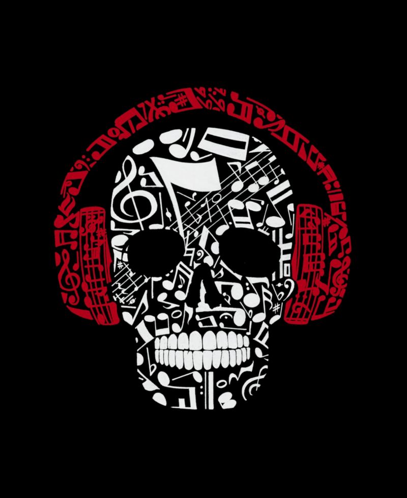 Men's Skull with Headphones Music Word Art Graphic Tank Top