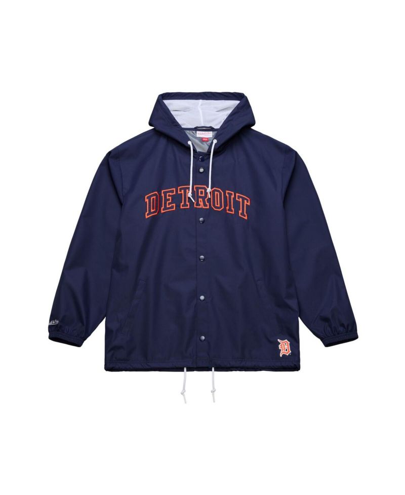Men's Navy Detroit Tigers Full-Snap Hooded Coaches Jacket