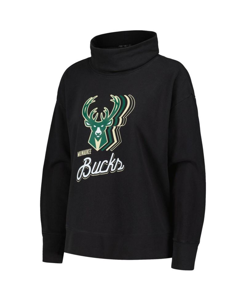 Women's Black Milwaukee Bucks Sunset Pullover Sweatshirt