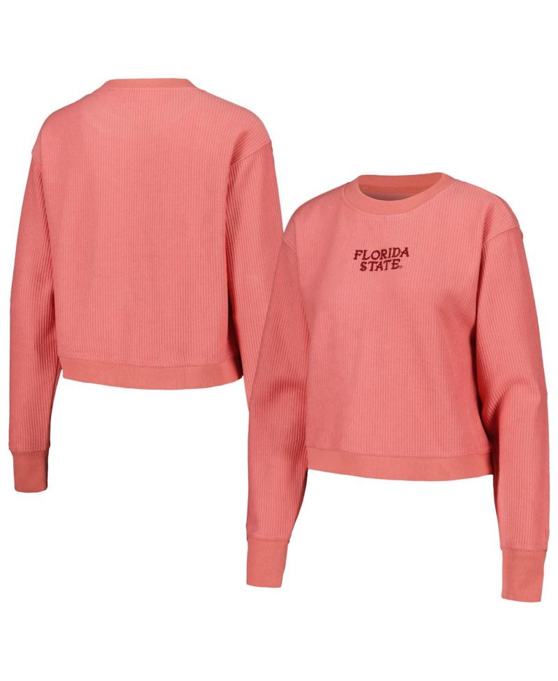 Women's Coral Florida State Seminoles Timber Cropped Pullover Sweatshirt