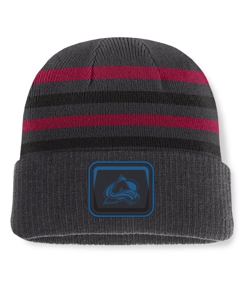 Men's Charcoal Colorado Avalanche Knurly Stripe Cuffed Knit Hat
