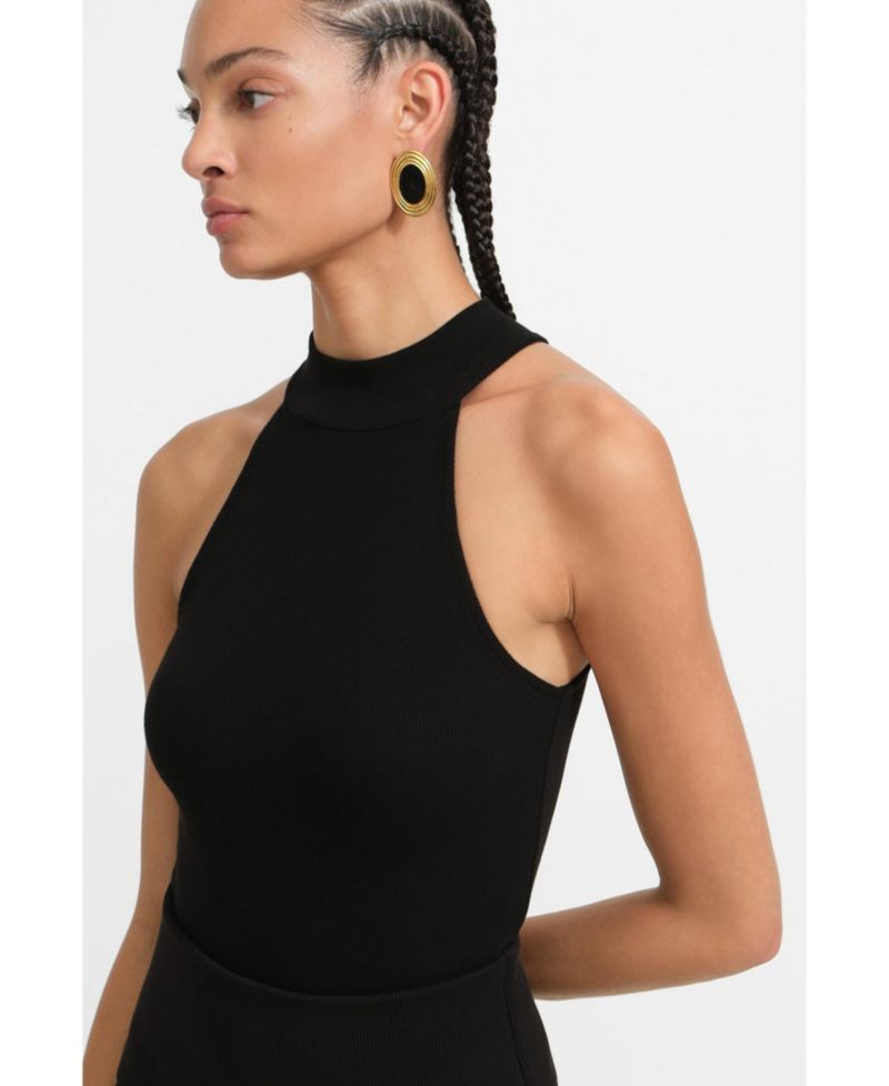 Women's Doris Sleeveless High Mock-Neck Halter Bodysuit