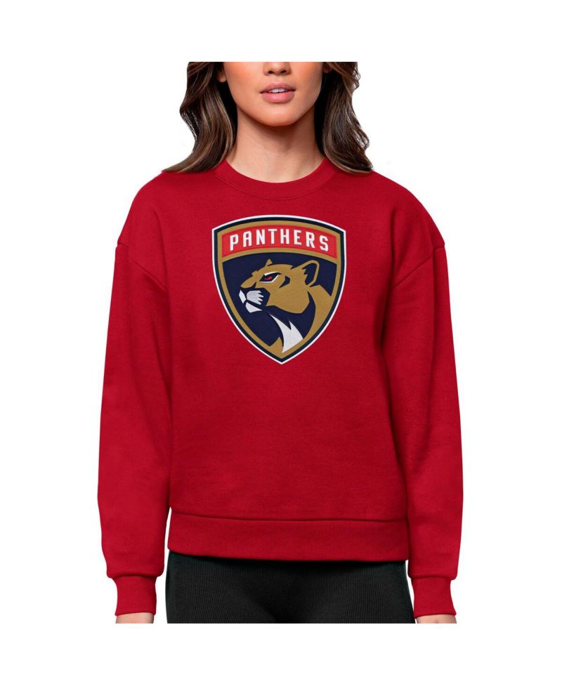 Women's Red Florida Panthers Primary Logo Team Logo Victory Crewneck Pullover Sweatshirt