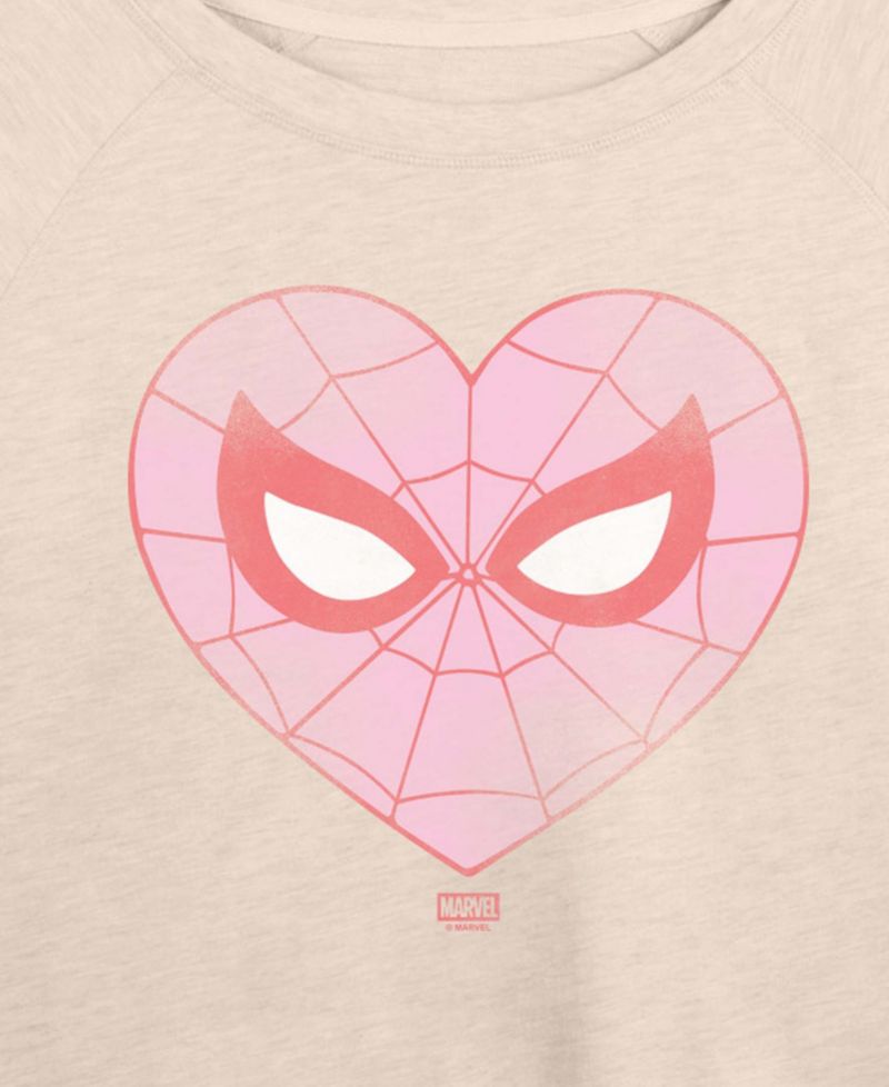 Women's Spider-Man Heart Faded French Terry Long-Sleeve T-Shirt