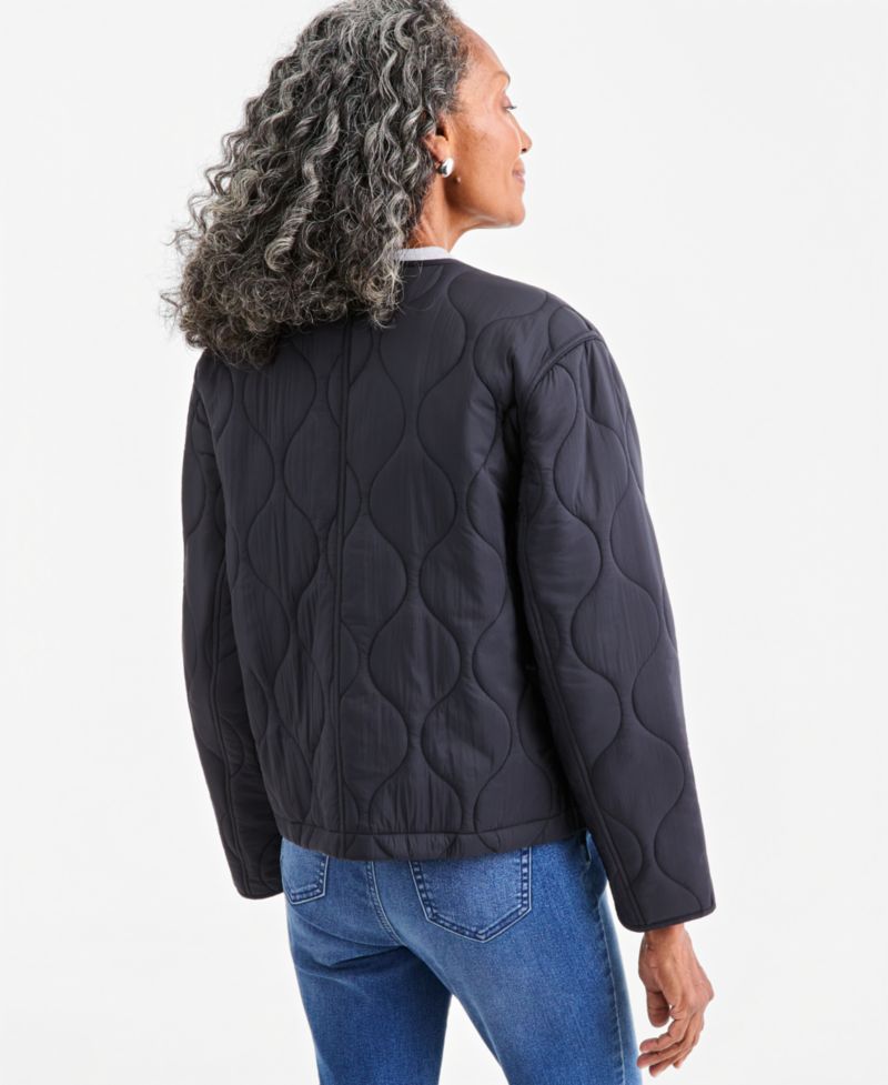 Petite Drawcord Bomber Quilted Jacket