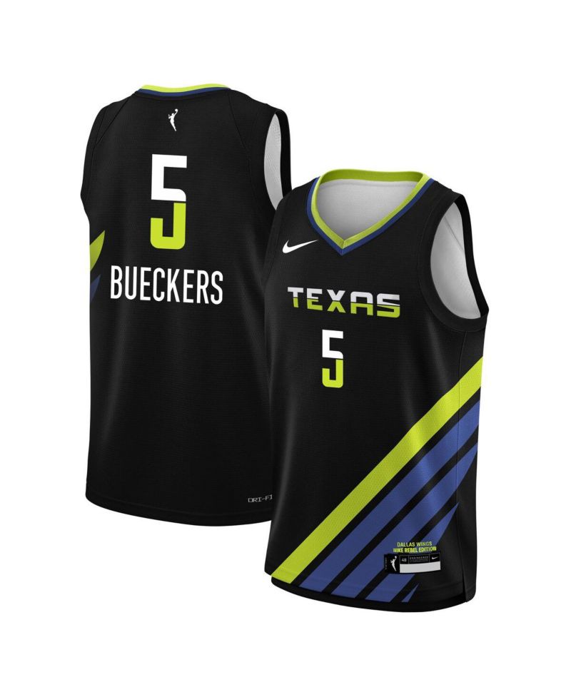 Big Boys and Girls Paige Bueckers Black Dallas Wings 2025 WNBA Draft Rebel Edition Victory Player Jersey