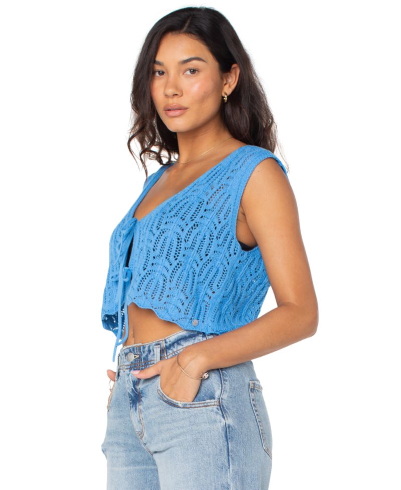 Women's Beach Bound Cotton Crochet Tie-Front Vest