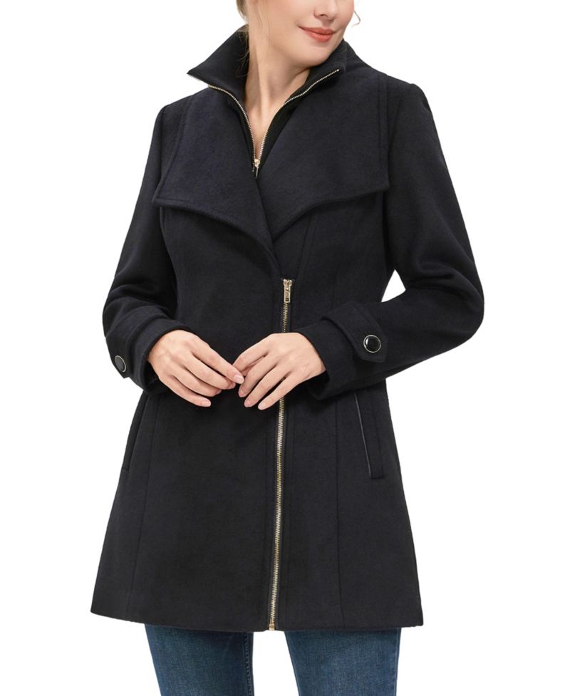Women's Kinsley Wool Blend Zip Front Walking Coat