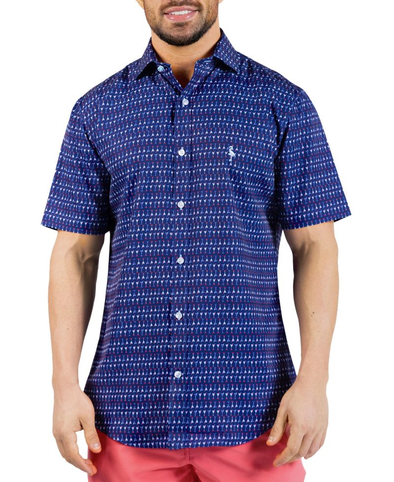 Men's Martini Glasses Printed Performance Short Sleeve Shirt