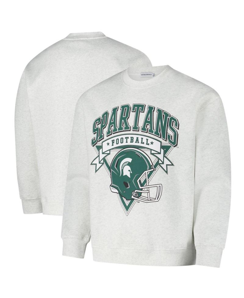 Men's and Women's Ash Michigan State Spartans Vintage Crest Pullover Sweatshirt