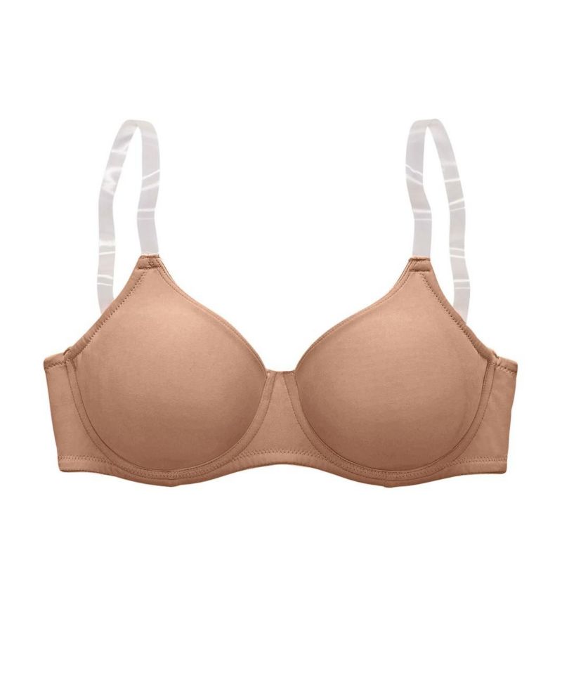 Women's Clear Strap Underwire Non-Padded T-Shirt Bra