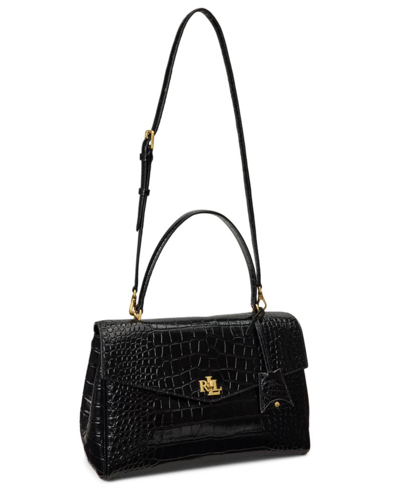 Farrah Soft Embossed Medium Leather Satchel Handbag