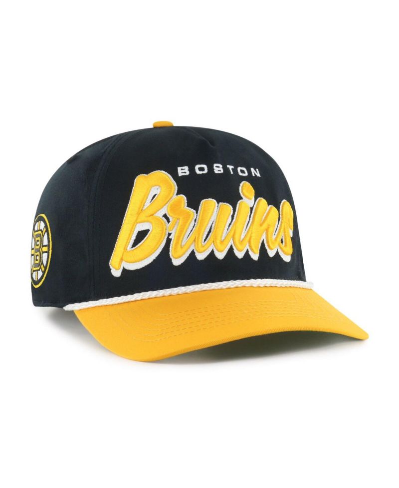 Men's Black/Gold Boston Bruins Drop Shadow Rope Hitch Adjustable Hat