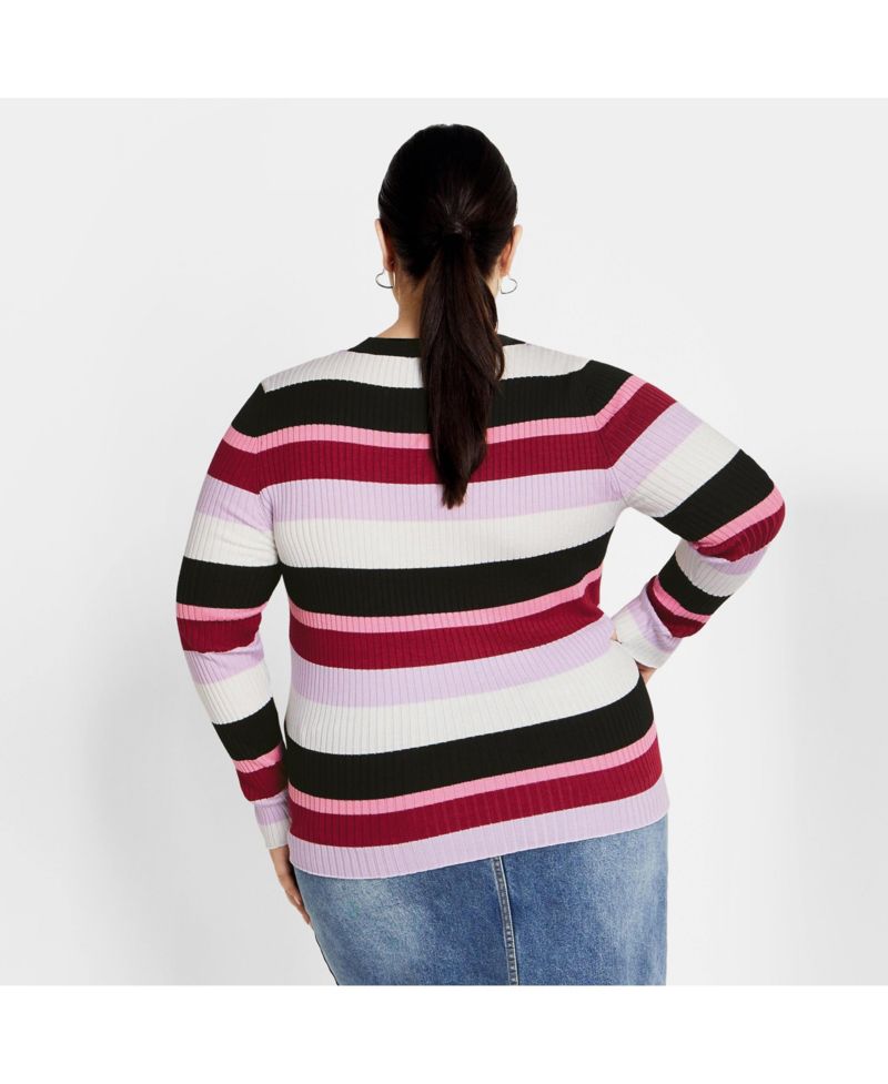 Plus Size 70's Stripe Sweater