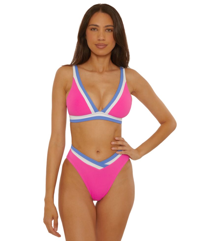 Women's Coast Line Fine Rib Color-Block Swim Top