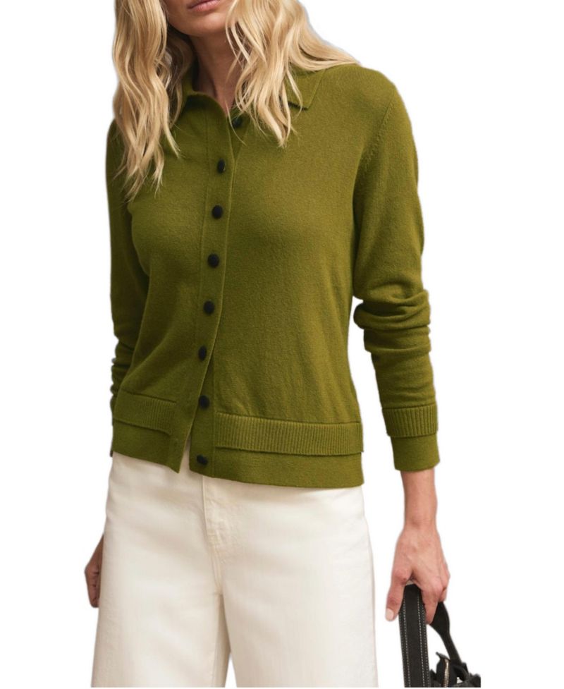 Women's Long-Sleeve Button-Front Ribbed-Cuff Knit Top