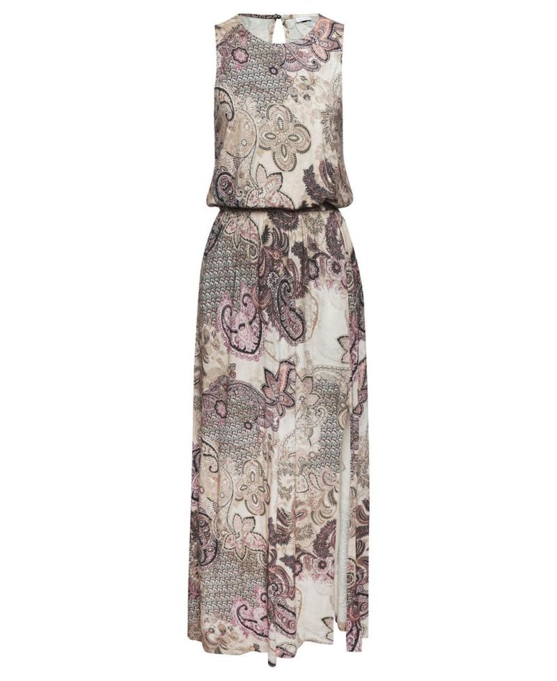 Women's Printed Side-Slit Maxi Dress with Pockets