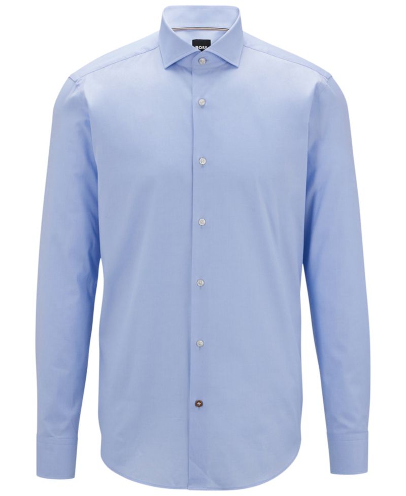 Men's Stretch-Cotton Twill Regular-Fit Dress Shirt