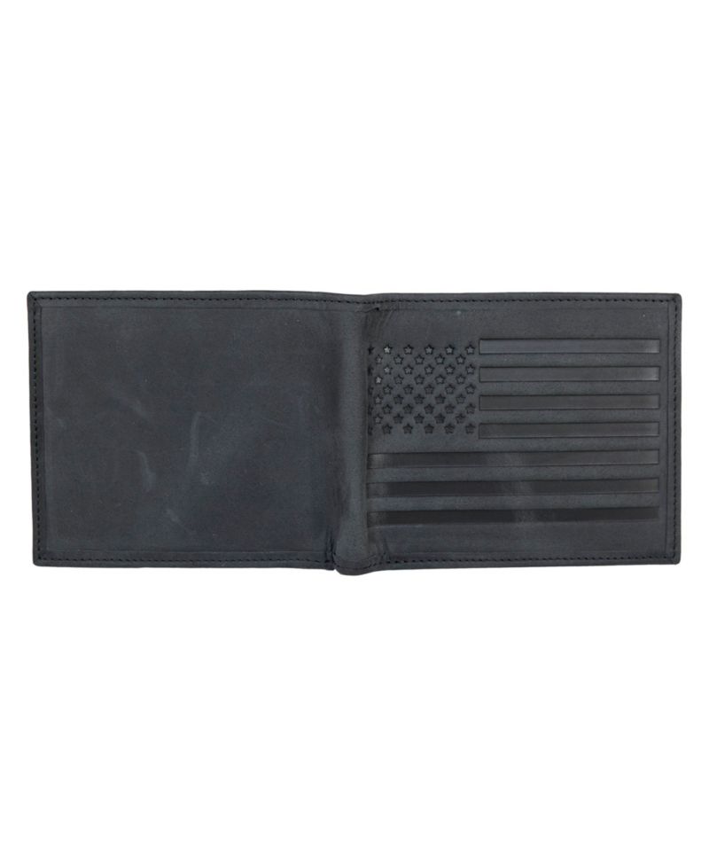 Men's Flag Embossed Leather Bifold Wallet