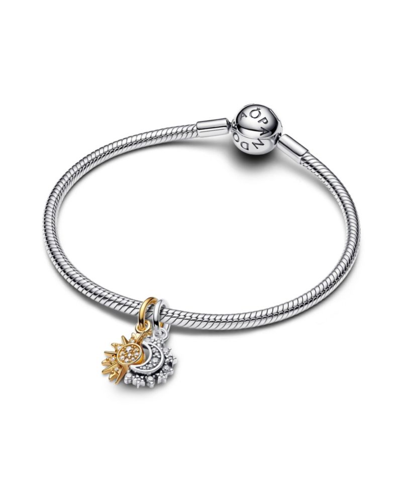 Two-Tone Sterling Splitable Sun Moon Dangle Charm