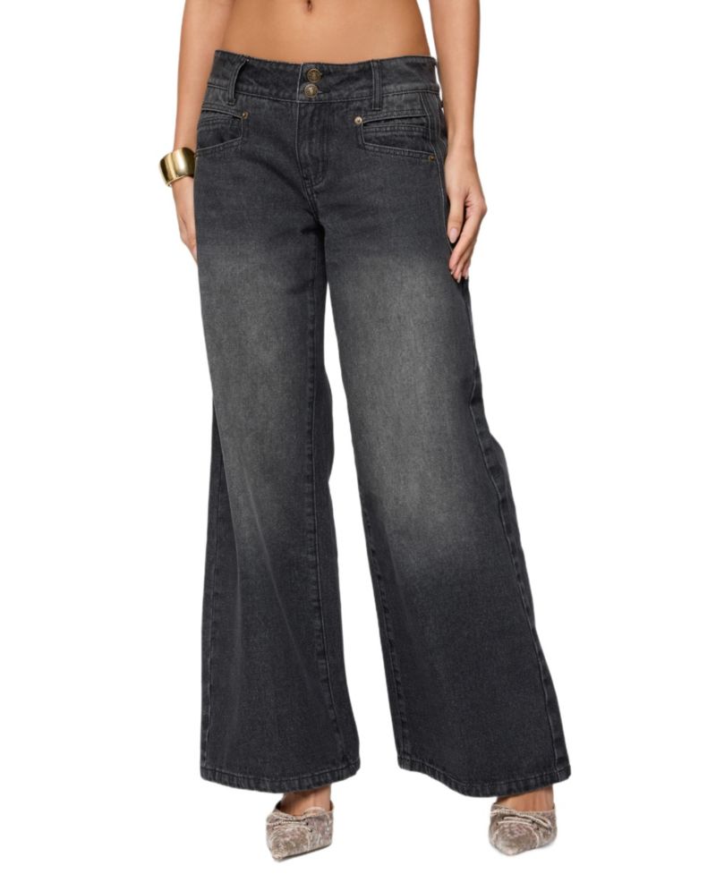 Women's Charlize Stitched Washed Low Rise Baggy Jeans