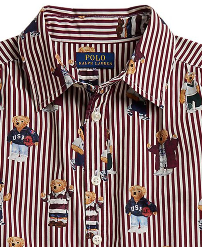 Girls' 7-16 Polo Bear Cotton Poplin Shirt Dress