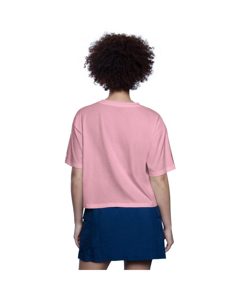 Women's Pink Cincinnati Reds Play the Ball Boxy Cropped T-Shirt