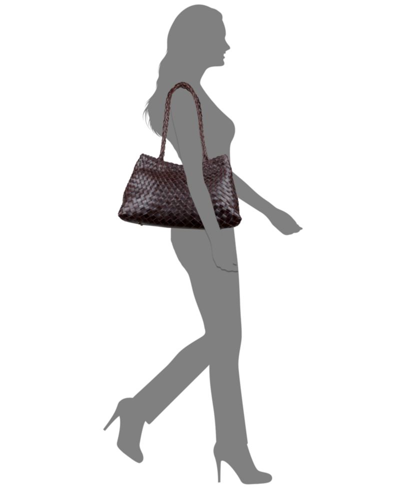Cheri Large Woven Leather Satchel Handbag