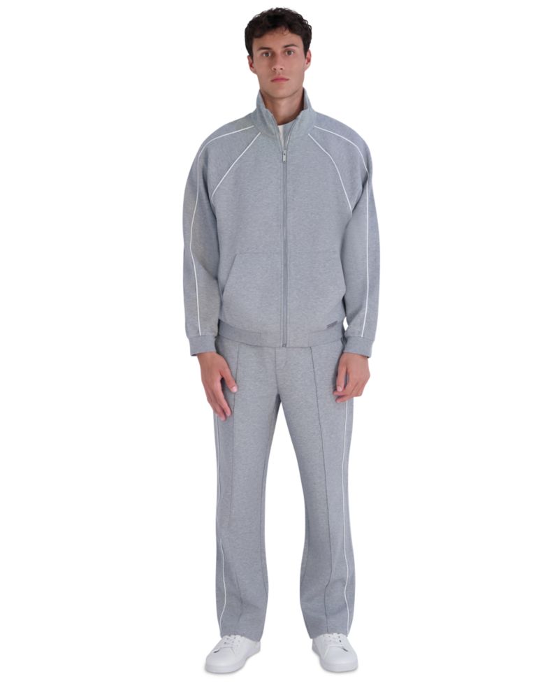 Men's Metal Logo Patch and Piping Detail Ponte Track Jacket