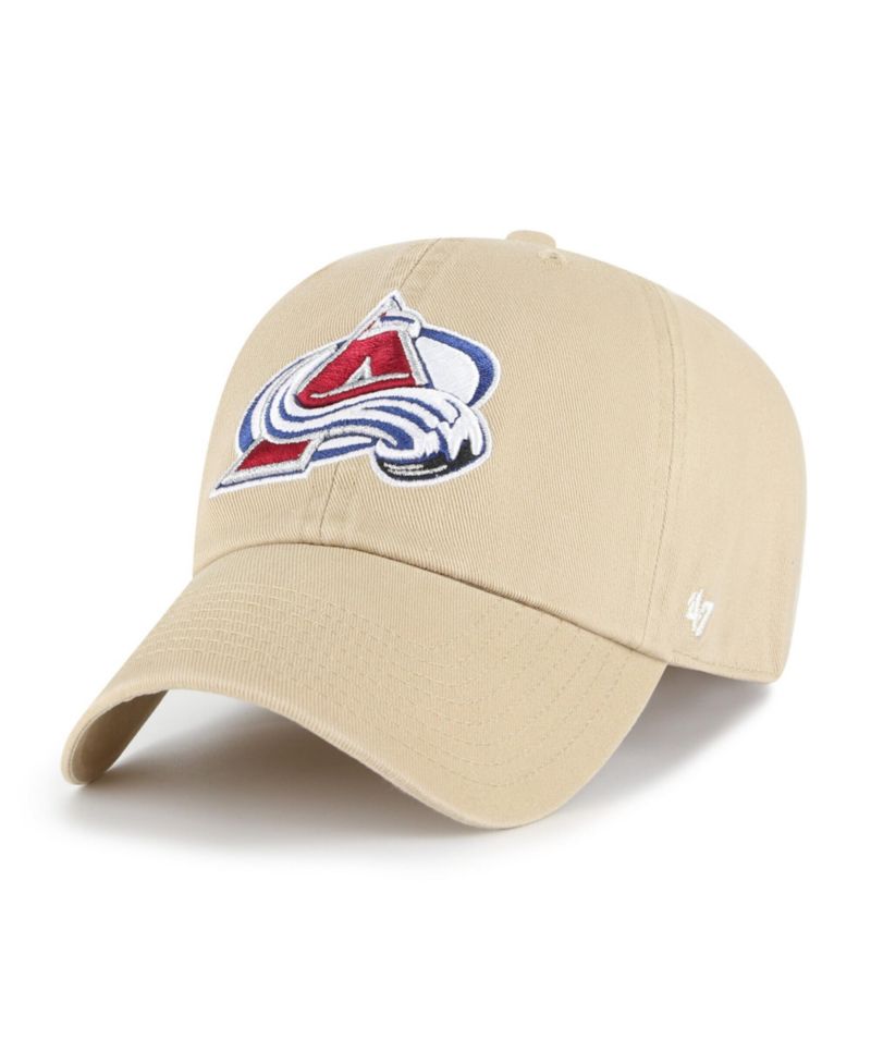 Men's Khaki Colorado Avalanche Logo Clean Up Adjustable Hat