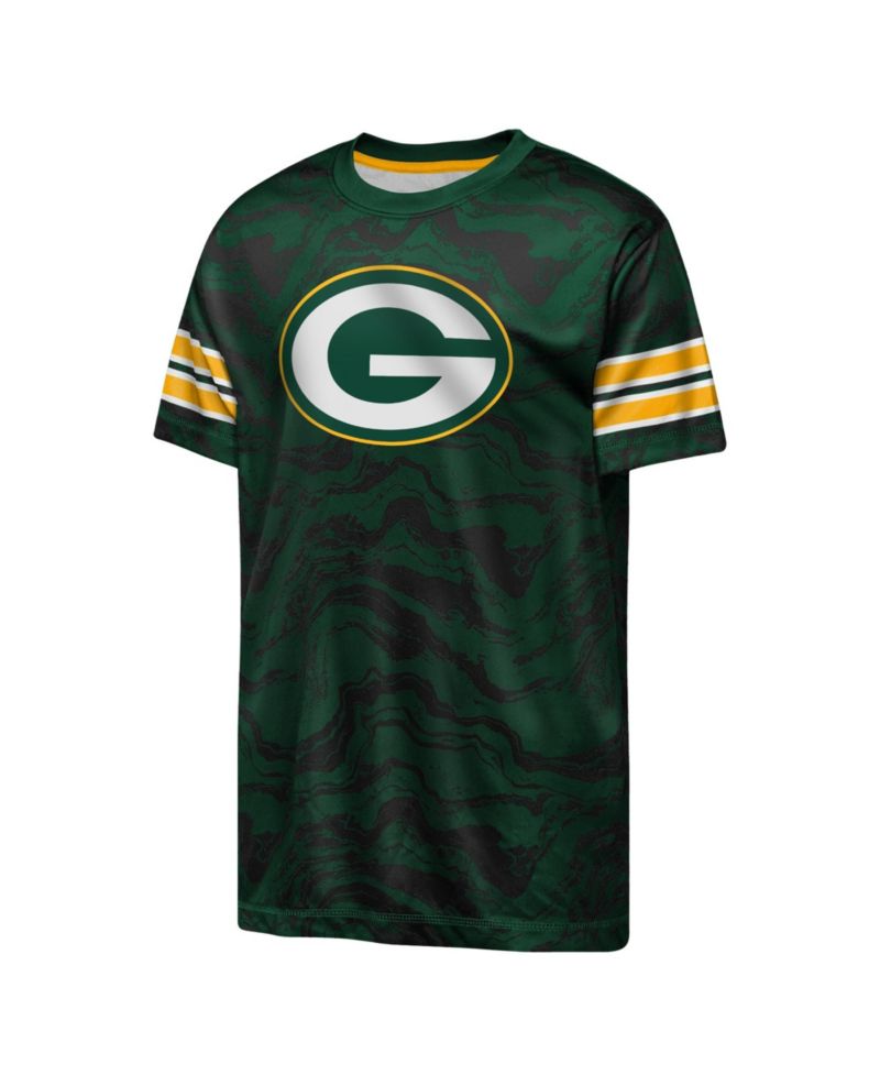Big Boys and Girls Green Green Bay Packers Slant Route Performance T-Shirt