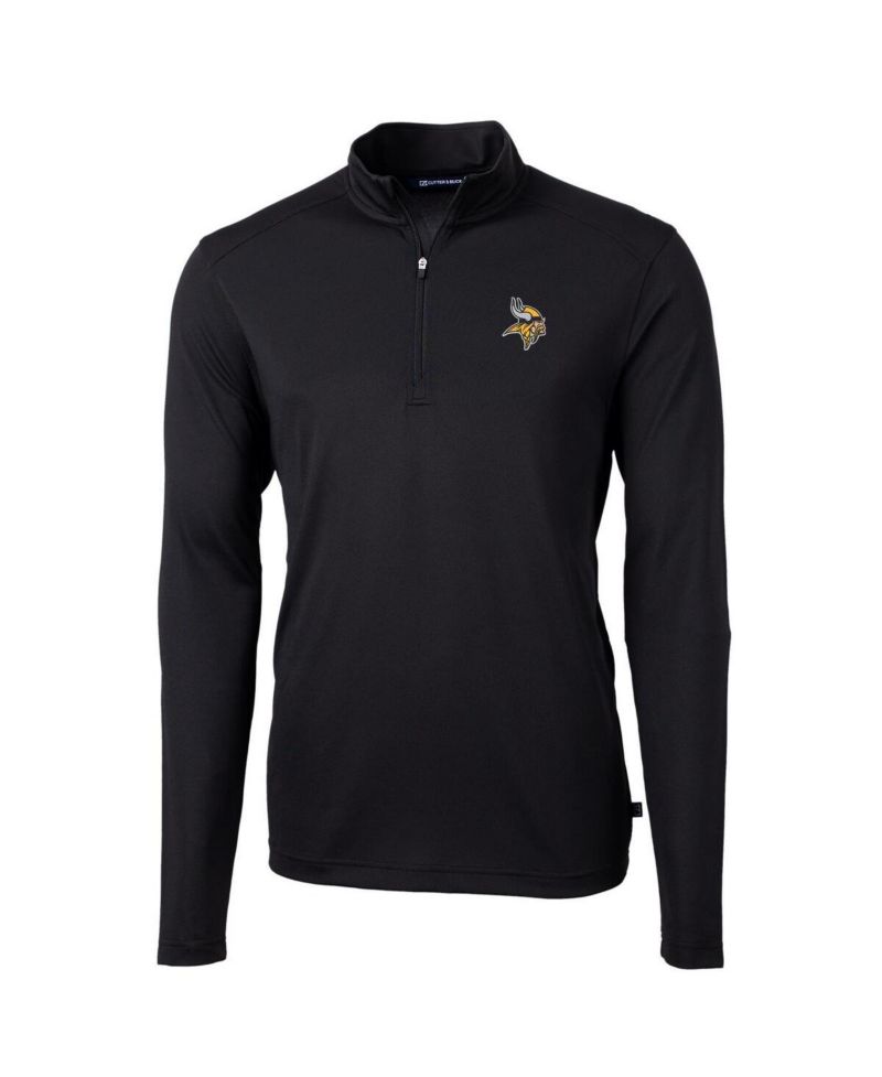 Men's Black Minnesota Vikings Virtue Eco Pique Quarter-Zip Pullover Jacket