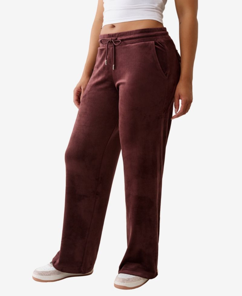 Women's Crystal Velour Straight Leg Pants