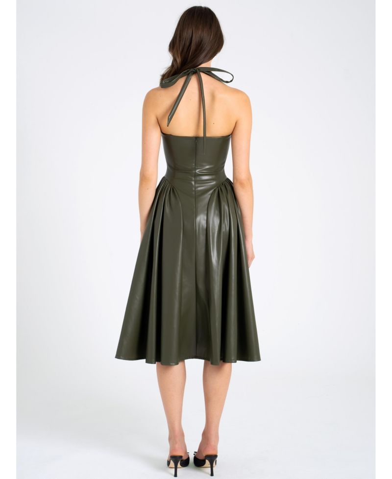 Women's Eliana Olive Faux Leather Dress