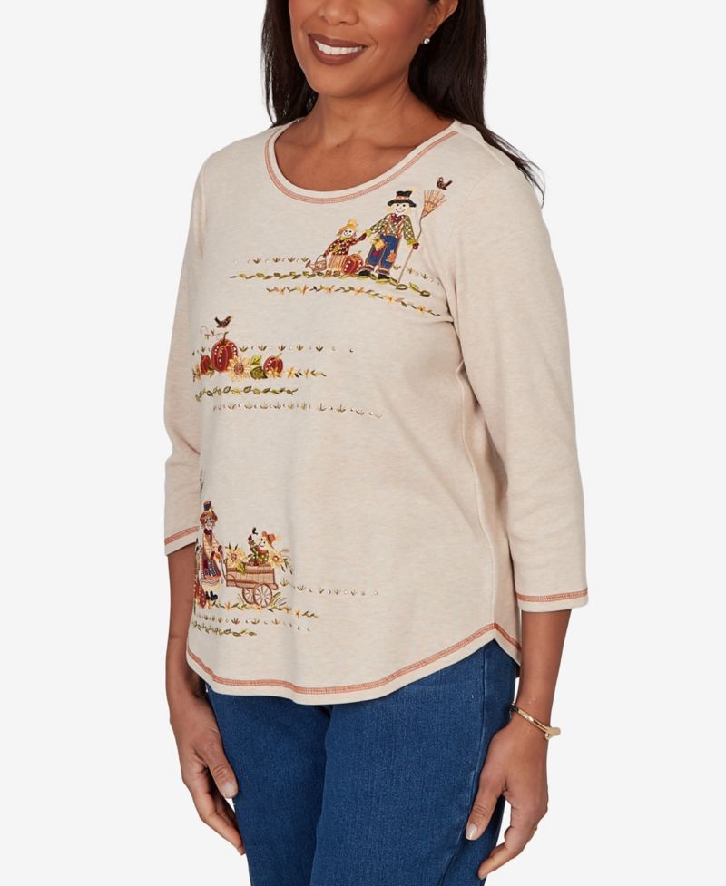 Petite Scarecrow Family Embroidered Top