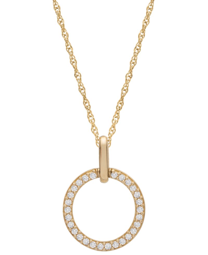 Diamond Circle Pendant Necklace (1/6 ct. t.w.) in 10k Yellow Gold