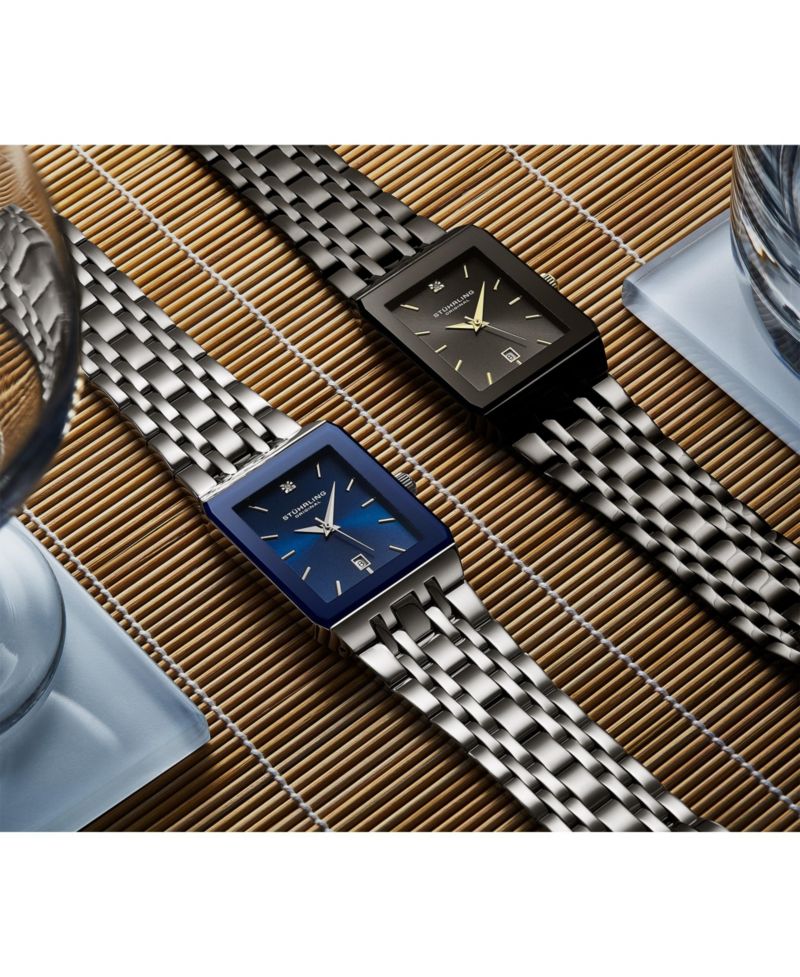 4084 Modern Rectangular Bracelet Watch - Sunray Dial, Date Display, Slim Stainless Design