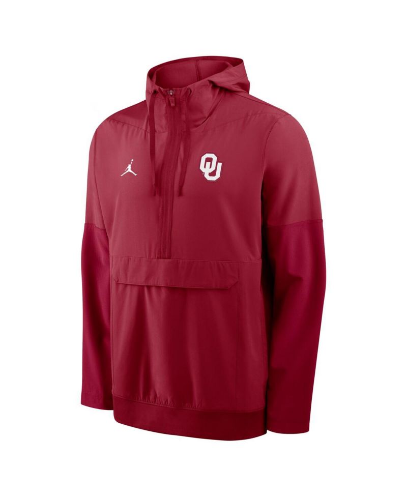 Men's Crimson Oklahoma Sooners Anorak Half-Zip Hoodie Jacket