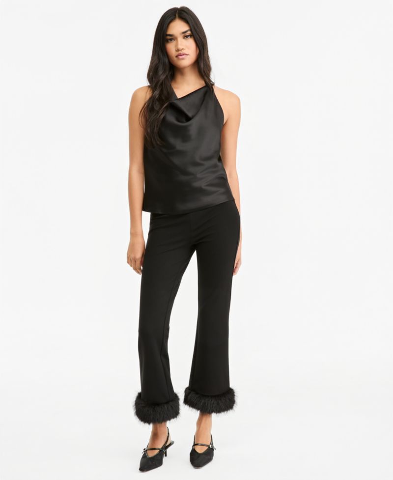 Women's Satin Halter Open-Back Top