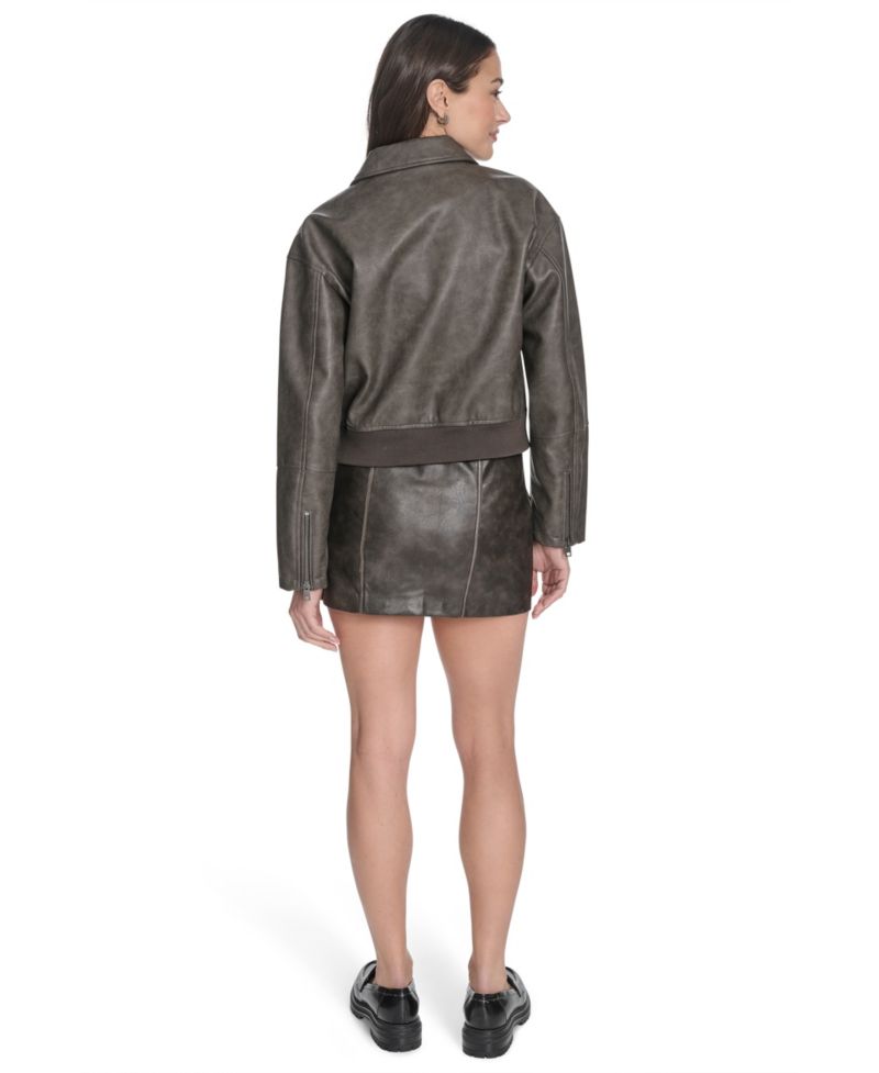 Women's Faux Leather Bomber Jacket