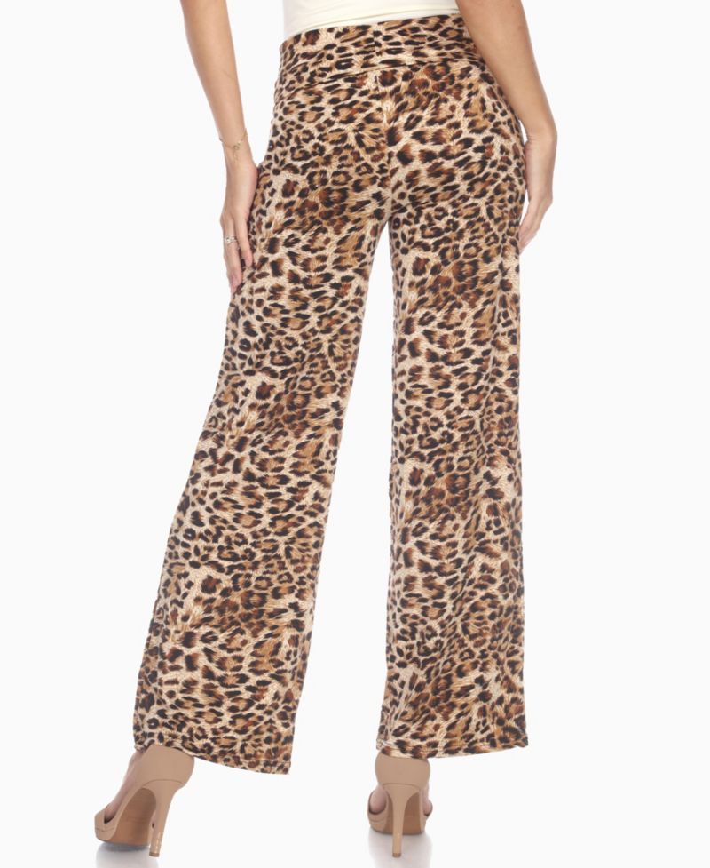 Women's Cheetah Print Wide Leg Pants