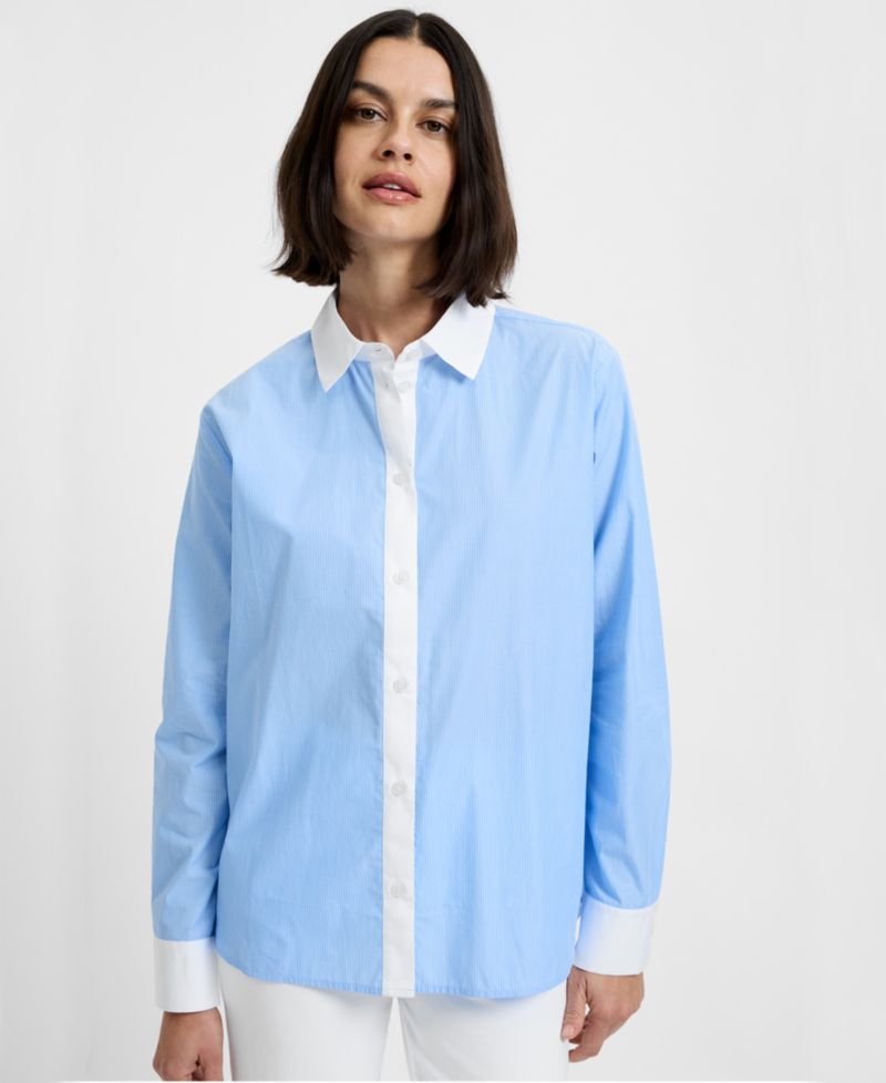 Women's Collared Neck Poplin Shirt
