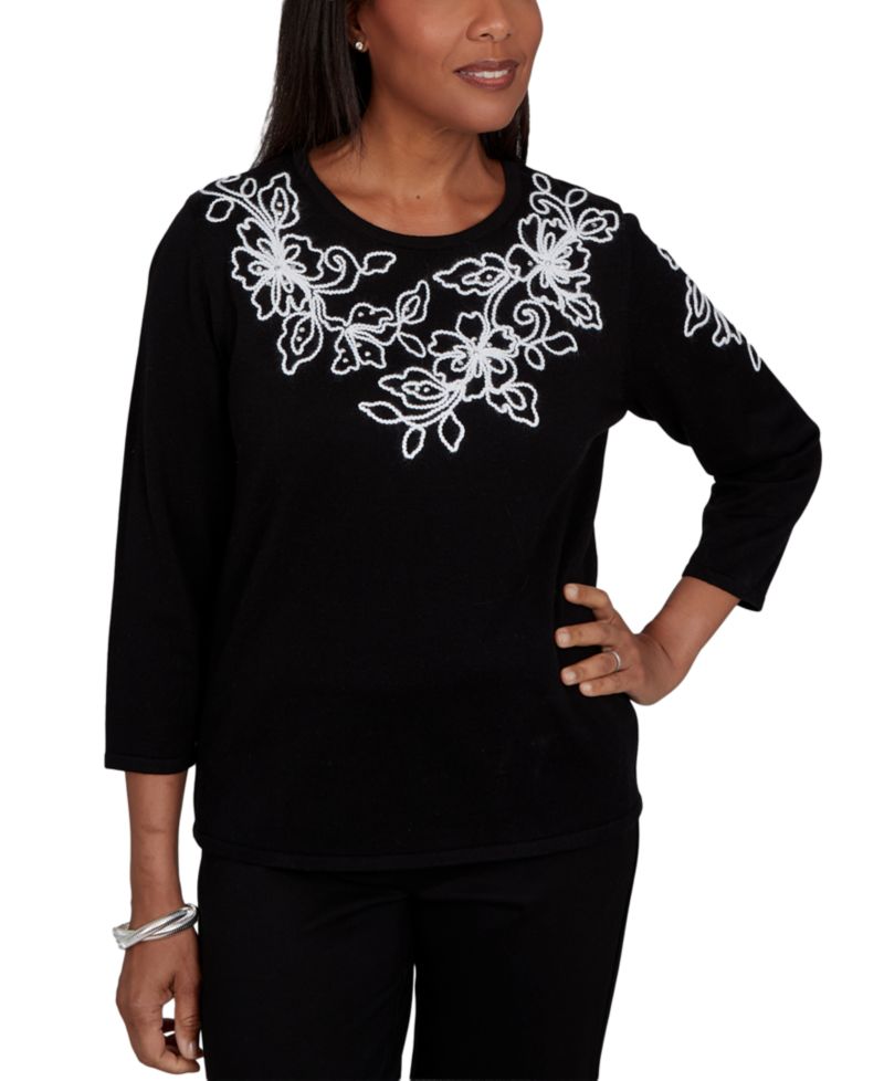 Women's Floral Scroll Soutache Sweater