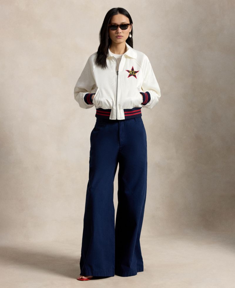 Women's Spread Collar Long-Sleeve Bomber Jacket