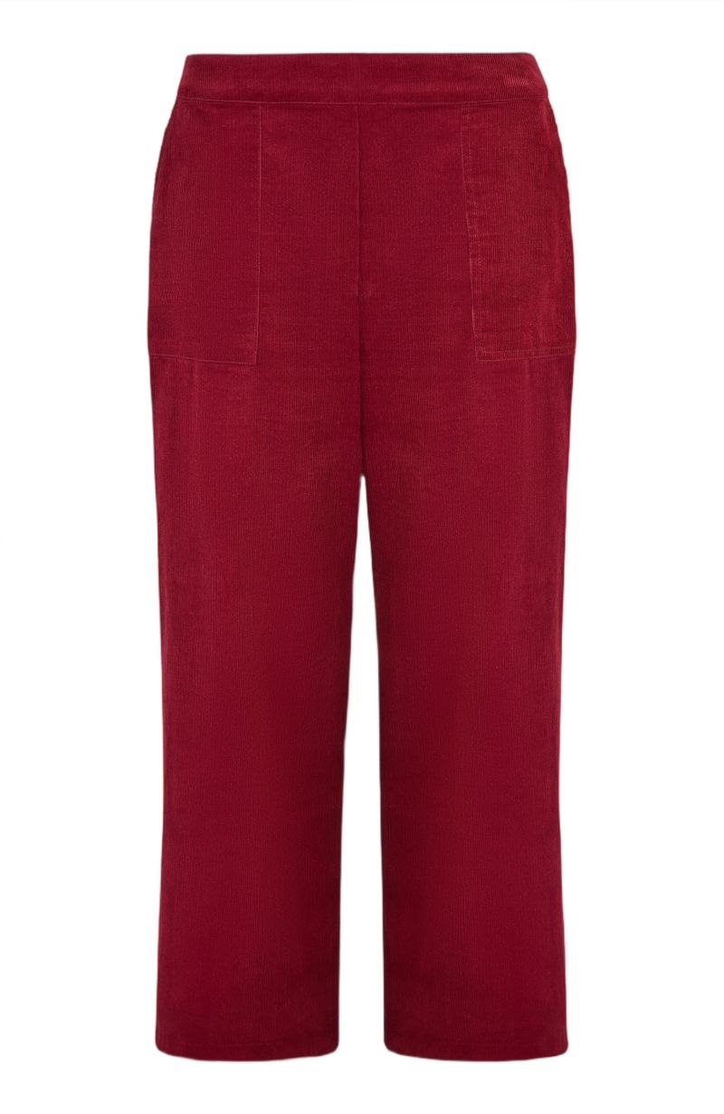 Women's Cord Cropped Wide Leg Pants
