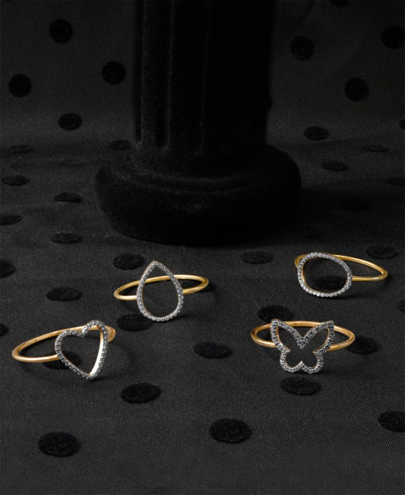 Diamond Elongated Circle Ring (1/20 ct. t.w.) in 10k Gold