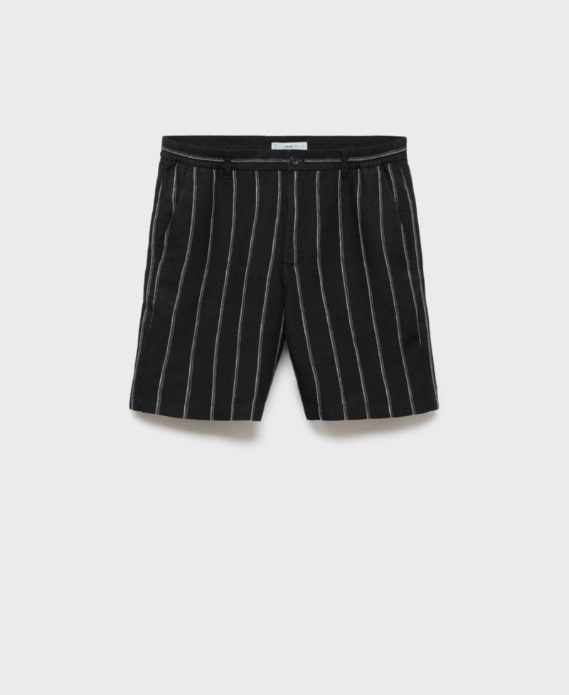 Men's Striped Linen-Blend 8.5" Bermuda Shorts