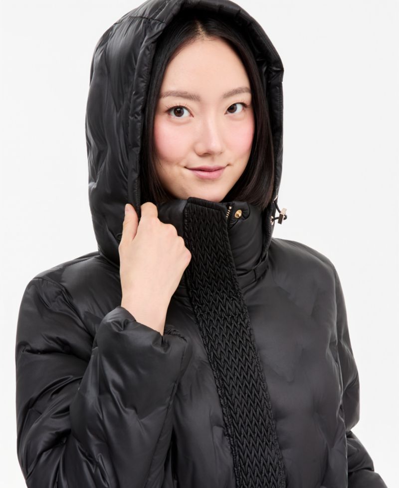 Women's Hooded Quilted Belted Puffer Coat